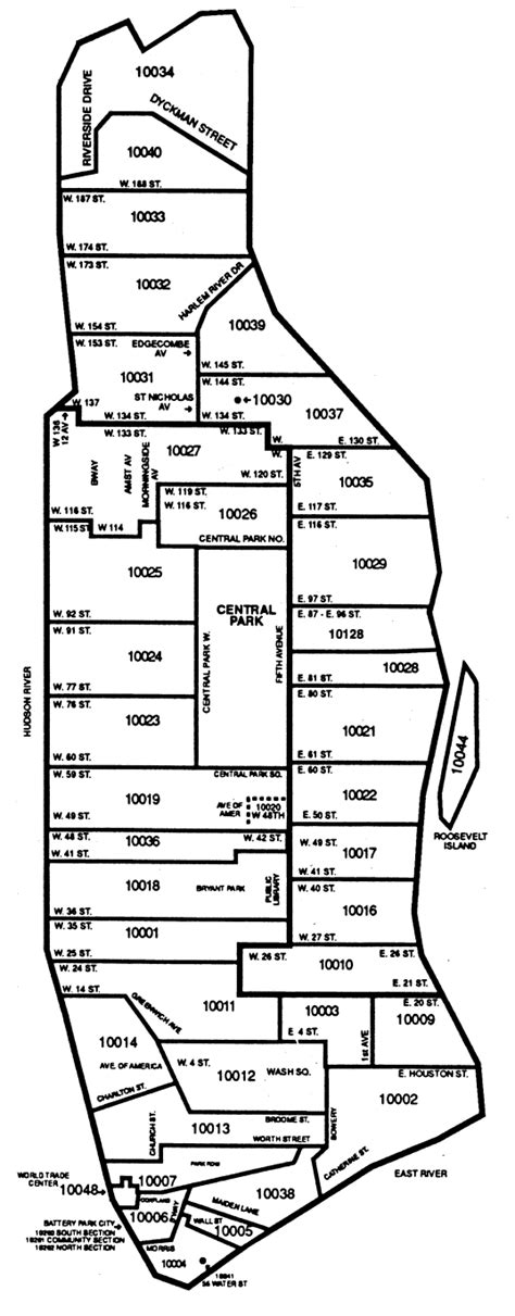 map of manhattan zip codes.